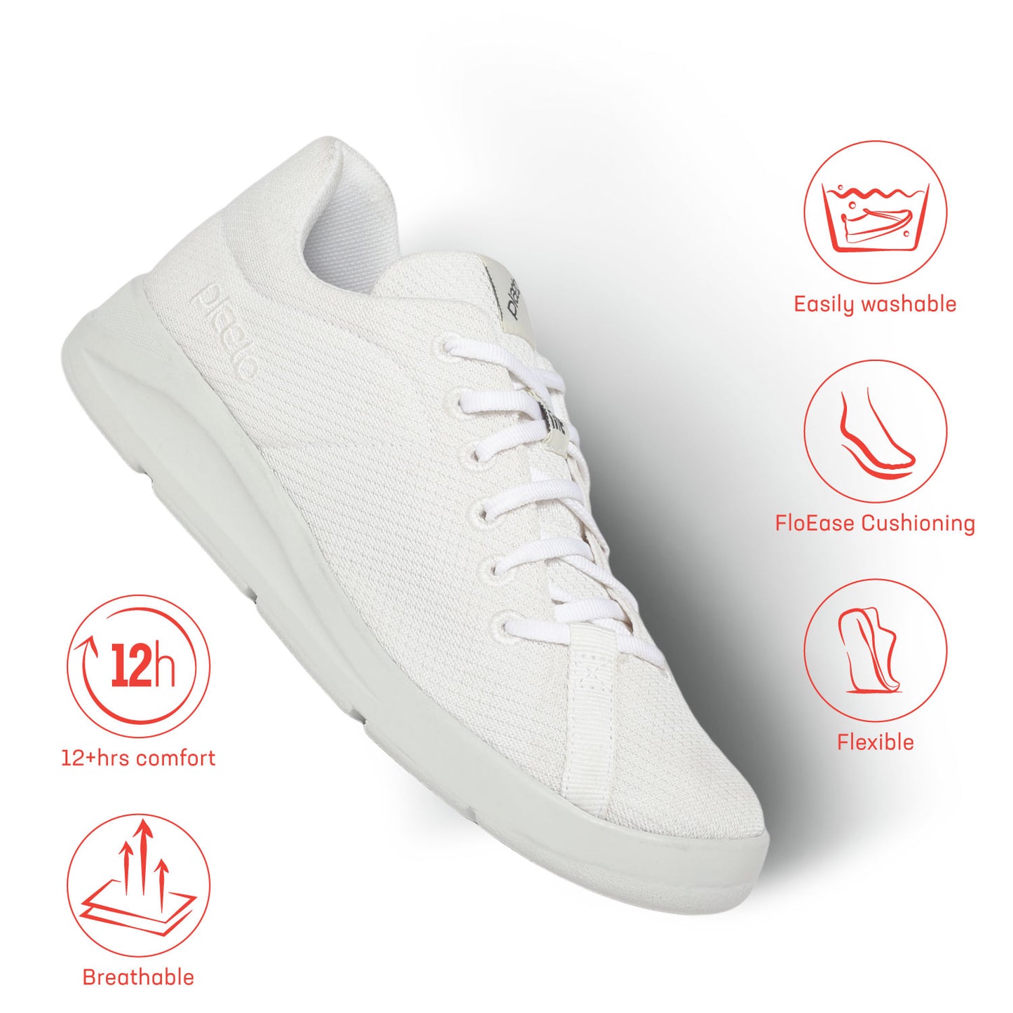 Casual Everyday Air Mesh Sneakers for Men - Classic White