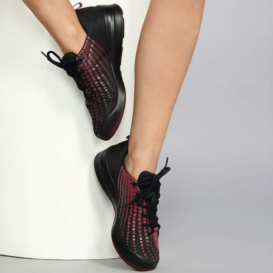 Slam Women's Multiplay Sports Shoes - Black / Burgundy