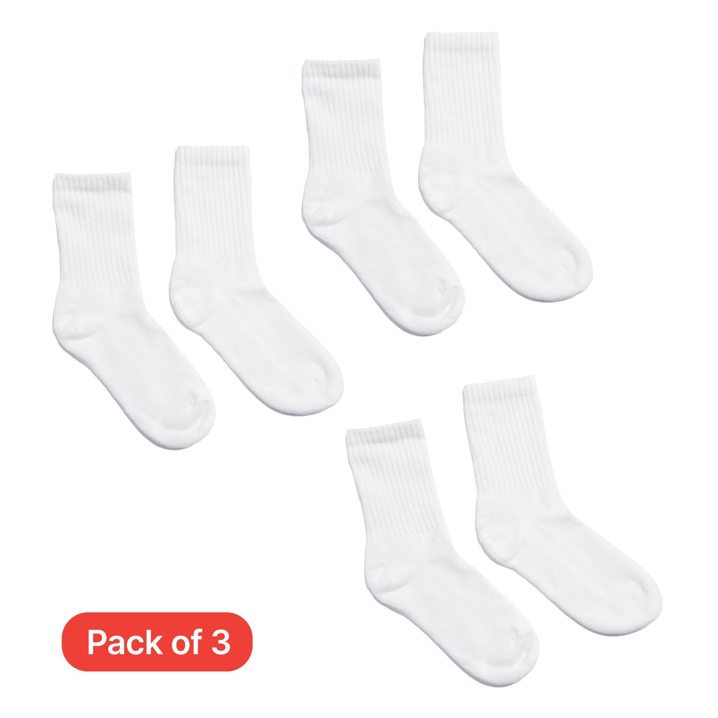 Plaeto School Socks - Half Terry Crew Style (pack of 3)