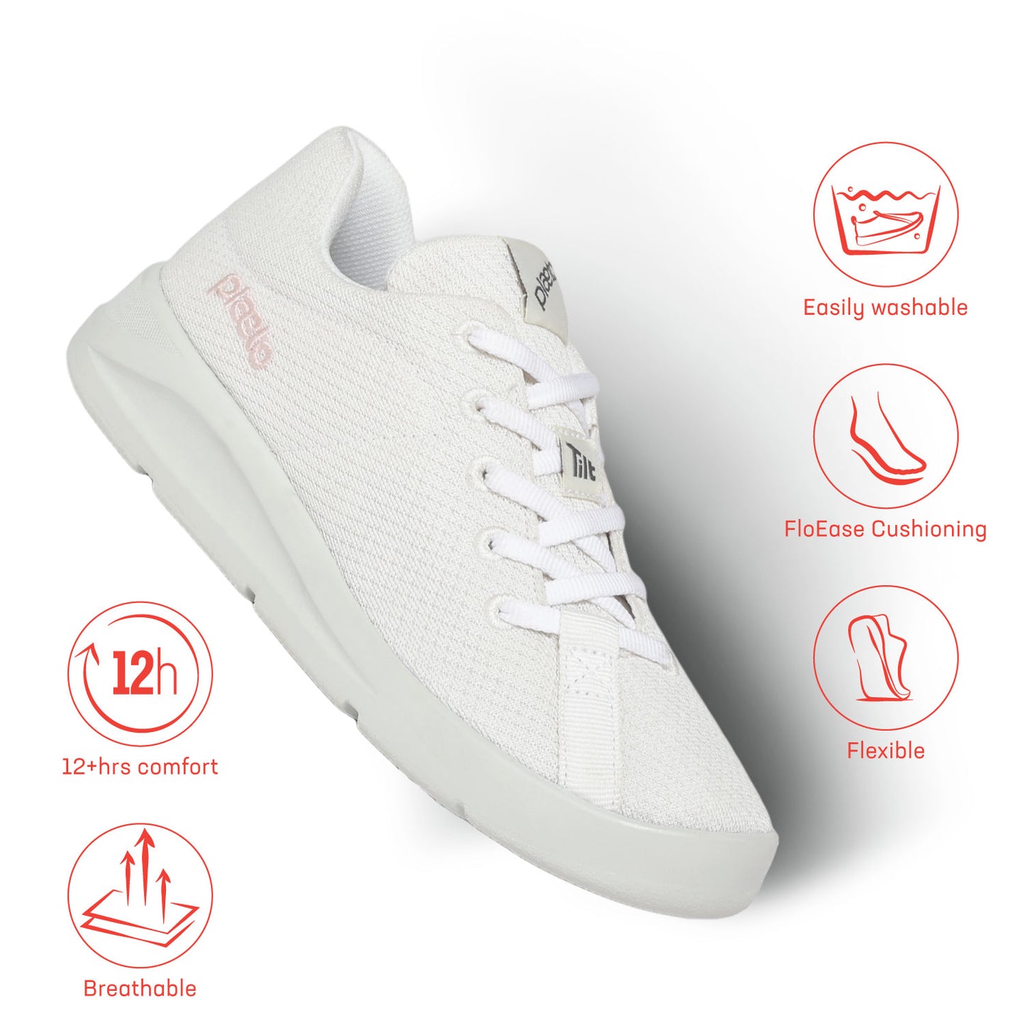 Casual Everyday Air Mesh Sneakers for Women - Classic White
